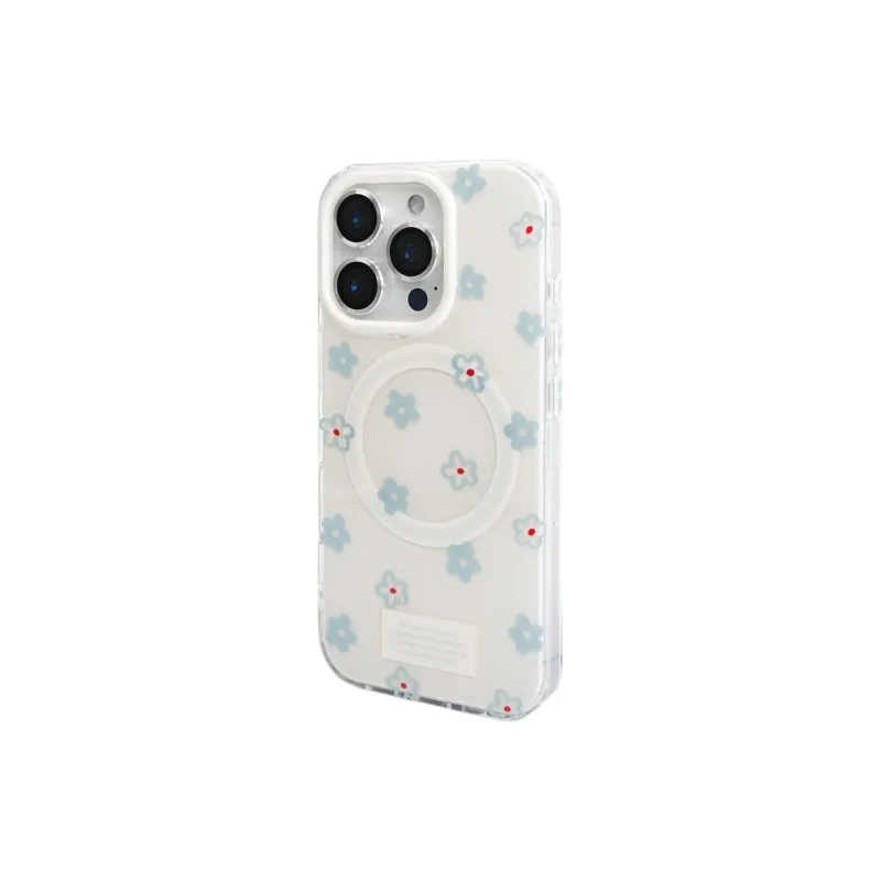 Sopi Acrylic Material Blue Floral Rocking Magnetic Phone Cases Compatible With IPhone 16/15 Pro Max/Apple 13/14 Pro/Max-6