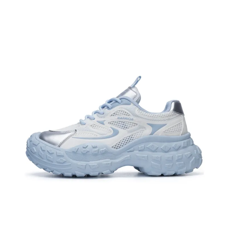 Warrior Breathable Low Top Chunky Sneakers Women's White Blue-0