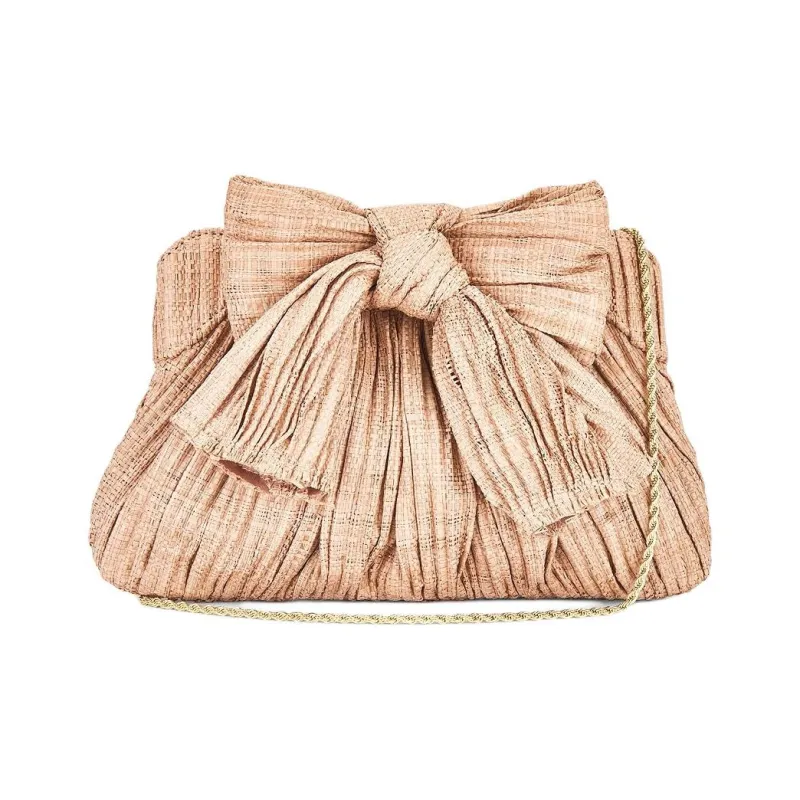 Loeffler Randall Straw Woven One Shoulder Clutch Women's Pink-0