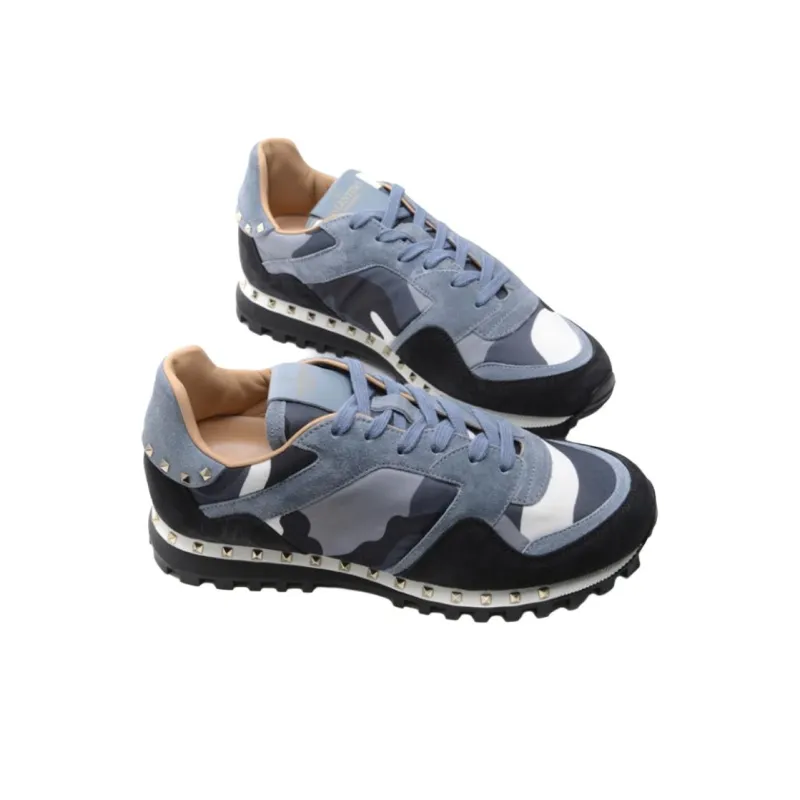 Valentino Rockstud Low Top Casual Shoes Men's Blue-3