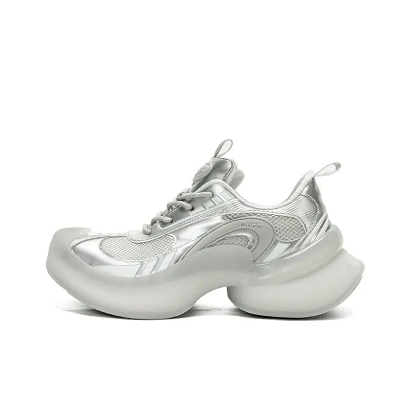 Ouder Anti Slip And Wear Resistant Height Increasing Low Top Running Shoes Unisex Silver-0