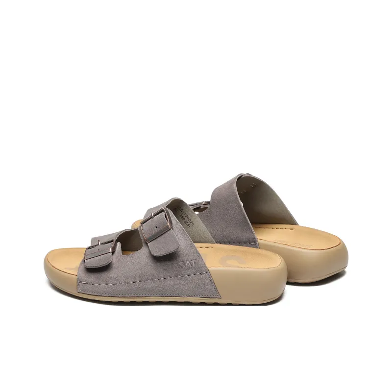 ST&SAT Slip Resistant Abrasion Resistant Platform Birkenstock Slippers, Casual Slide on Outerwear Men's-8