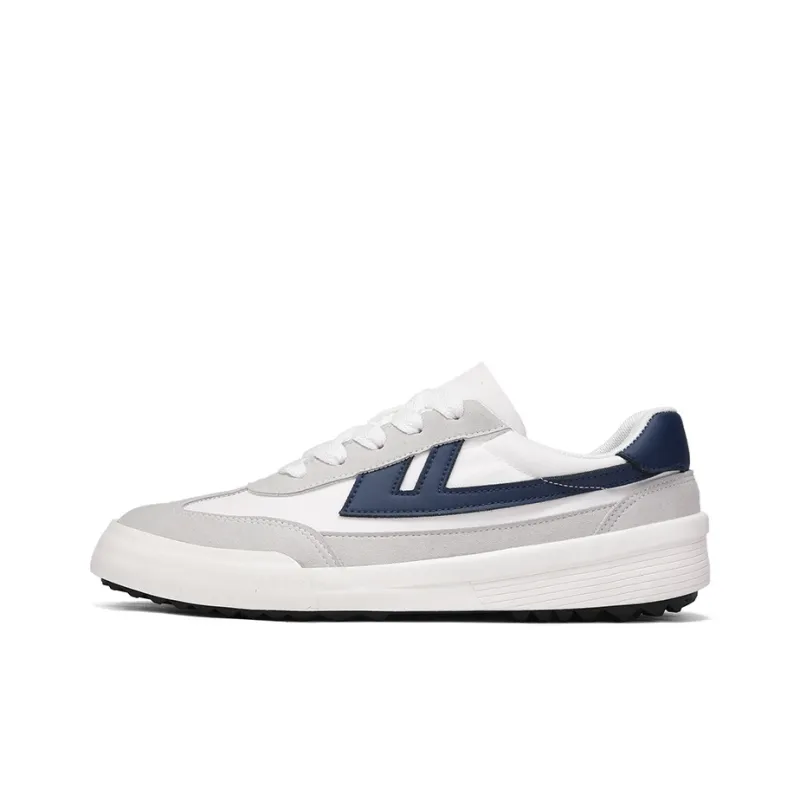 Warrior Low Top Canvas Shoes Men's Gray/White/Dark Blue-1