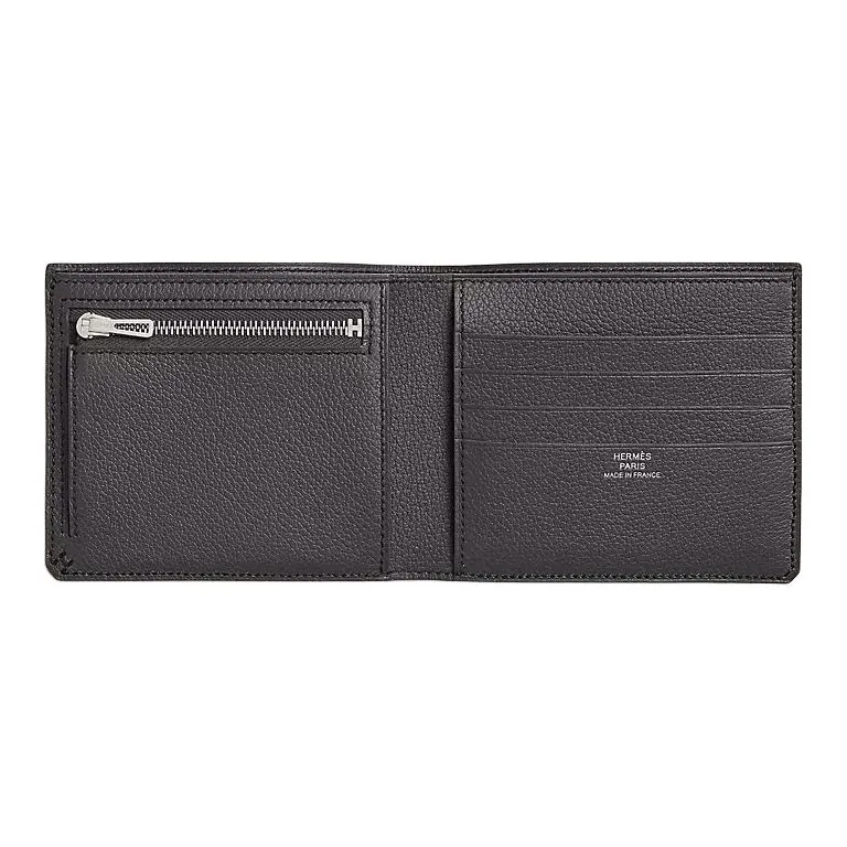 HERMES H Sellier Cow Leather Wallet Unisex Slate-1