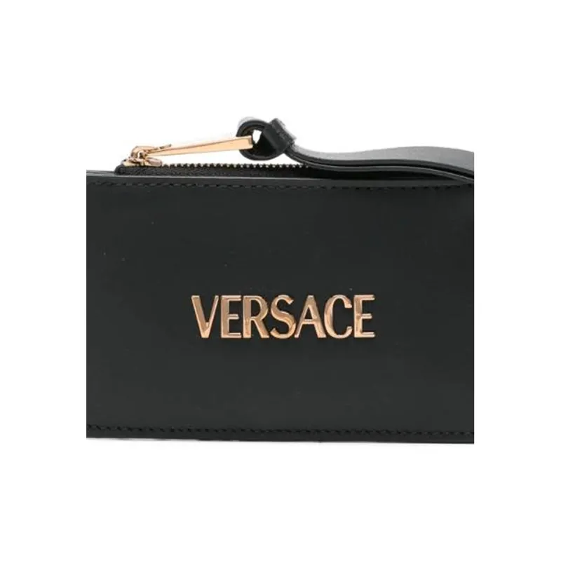 VERSACE Calfskin Wallet Women's Black-1
