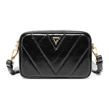 TangGuh Cow Leather Camera Bag, Shoulder Bag, Crossbody Bag Regular Women's Black