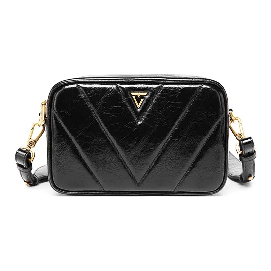 TangGuh Cow Leather Camera Bag, Shoulder Bag, Crossbody Bag Regular Women's Black-0