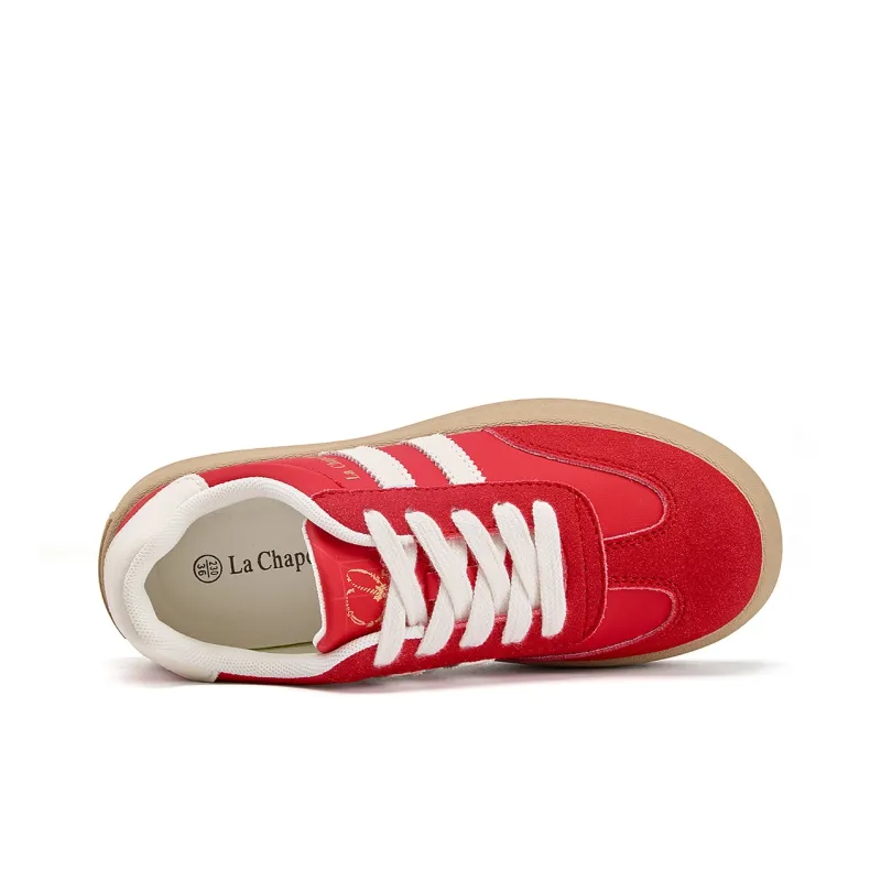 La Chapelle Abrasion Resistant Lightweight Slip Resistant Low Top Skateboard Shoes Women's Red-2