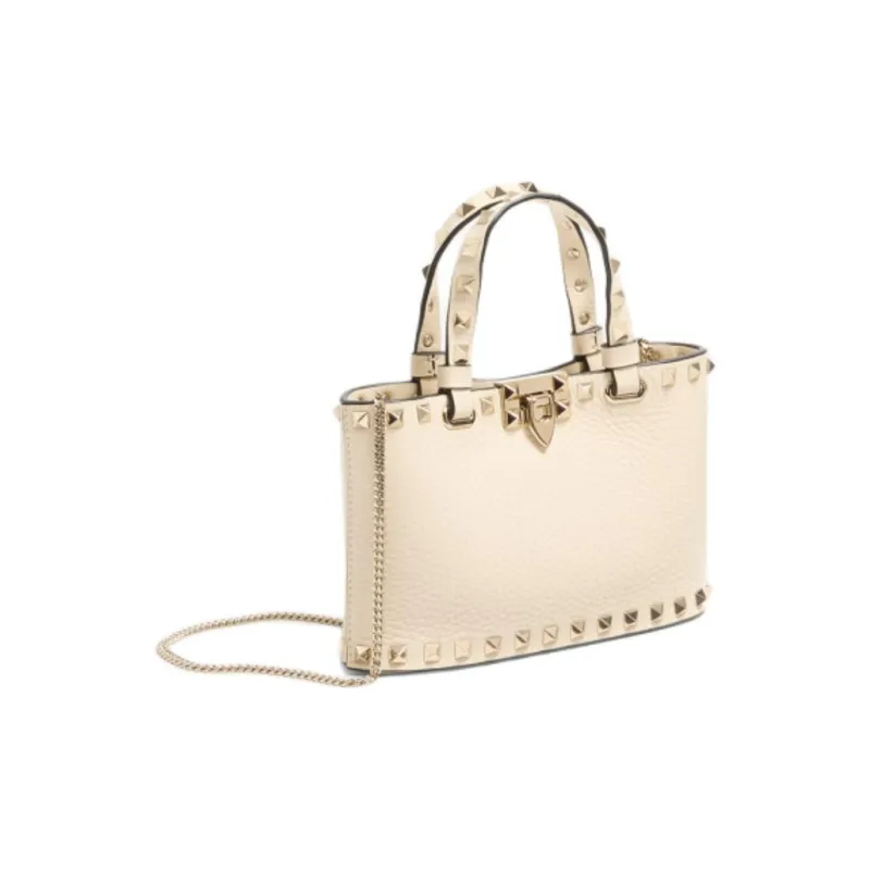 Valentino ROCKSTUD Calfskin Shoulder Bag, Crossbody Bag, Handbag Mini Women's Light Ivory White-1