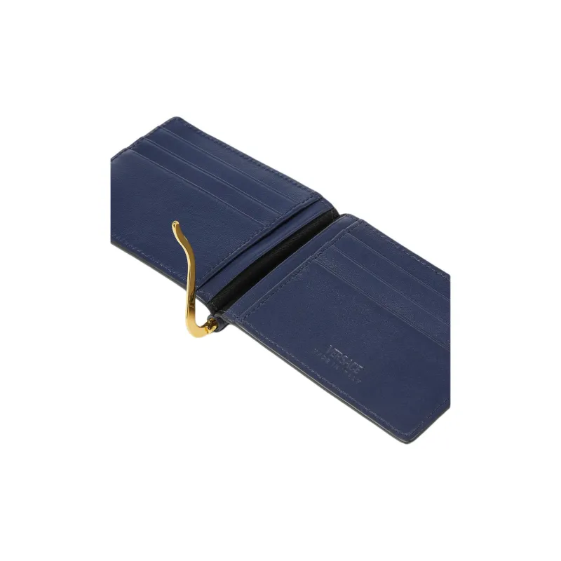 VERSACE La Medusa Cow Leather Wallet Men's Blue-2
