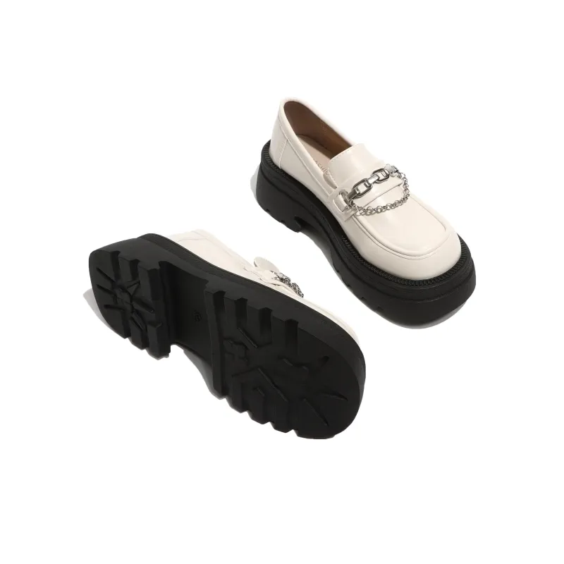 Be Good Horsebit, Chain, Luxury Preppy Style Petite Loafers 6cm Women's Gift Box Set-34