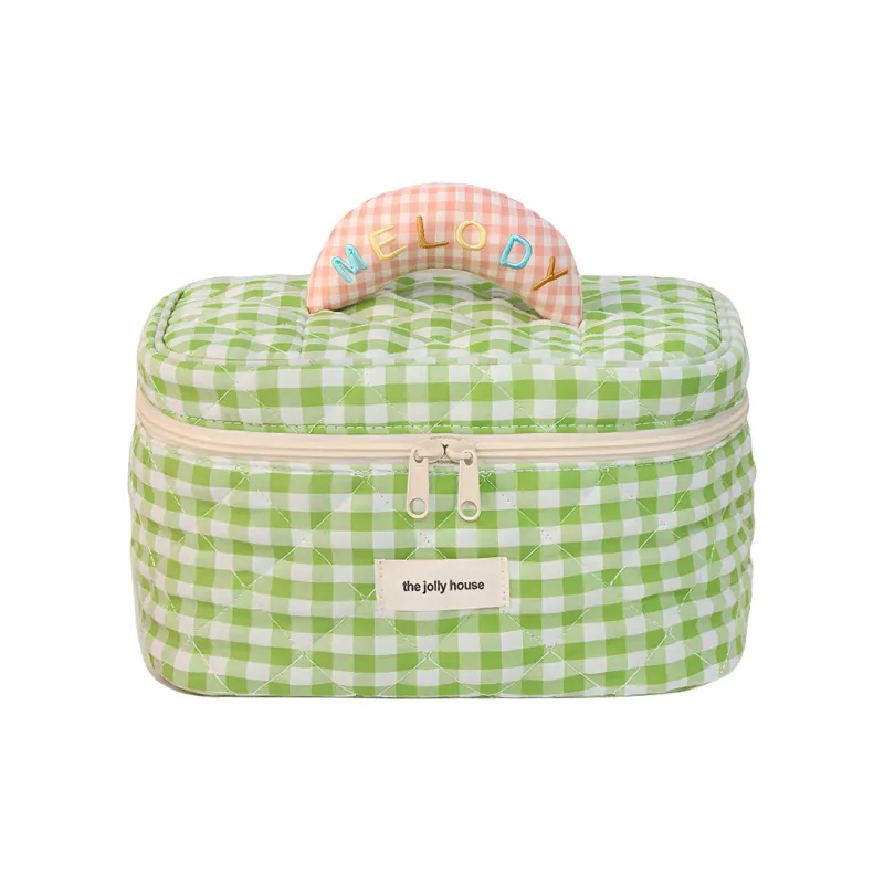 LETOO Cotton Fabric Toiletry Bag, Travel Storage Bag Women's Pink Green-4