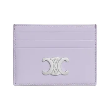 CELINE Cow Leather Card Holder Women's Purple
