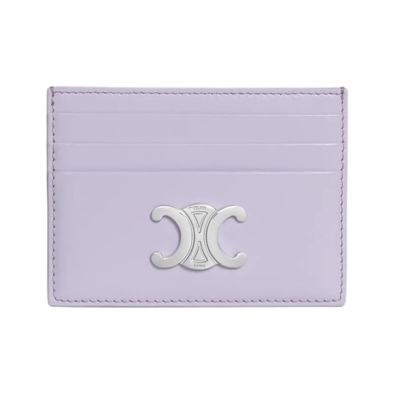 CELINE Cow Leather Card Holder Women's Purple-0