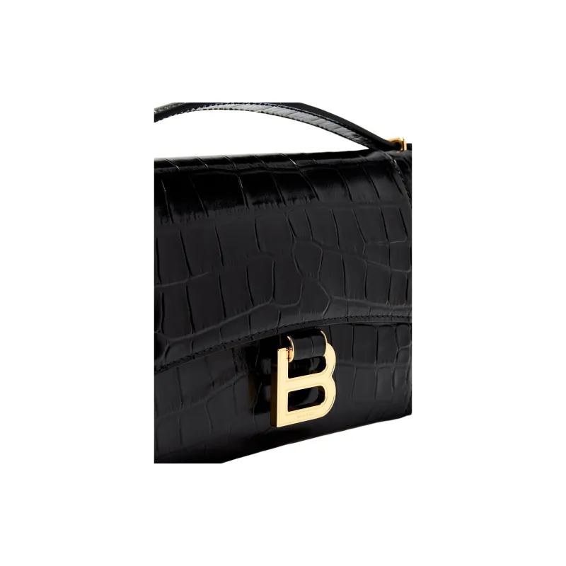 Balenciaga Hourglass Calfskin One Shoulder Handbag Women's Black-2