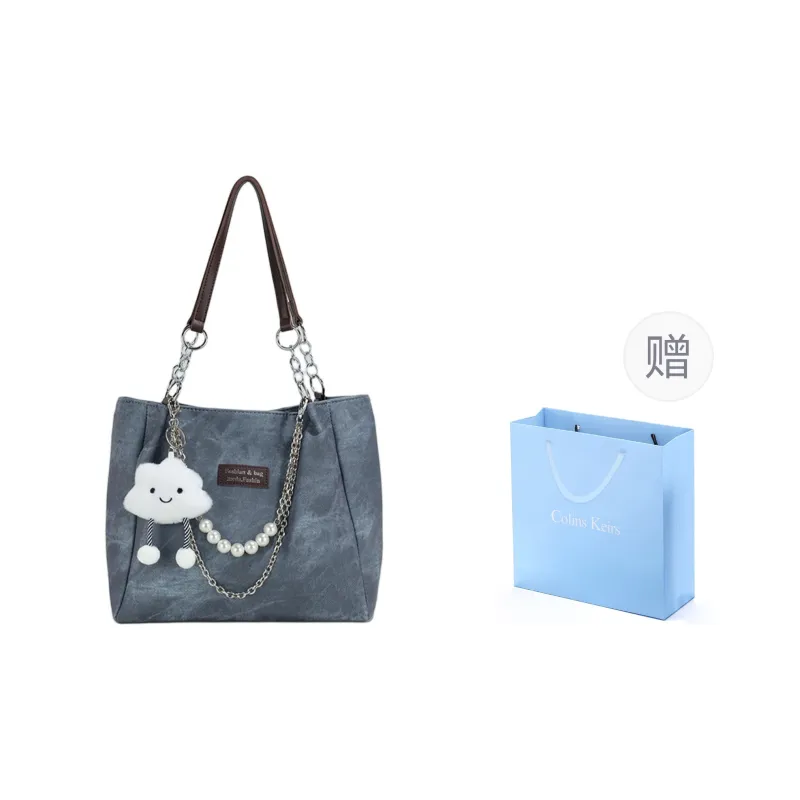 COLINS KEIRS Synthetic Leather Tote Bag, Shoulder Bag Women's Blue-0