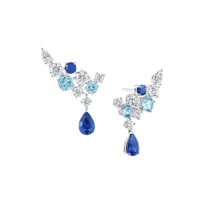 HARRY WINSTON Platinum Earrings Women's Blue-1