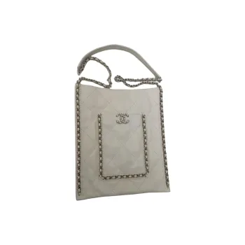 CHANEL Cow Leather Tote Bag, Shopping Bag, Crossbody Bag, Shoulder Bag Trumpets Women's White