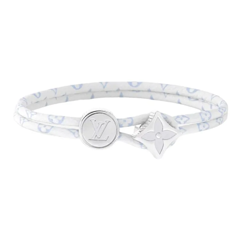 LOUIS VUITTON Canvas, Metal, Enamel, Brass Bracelets Men's White-0