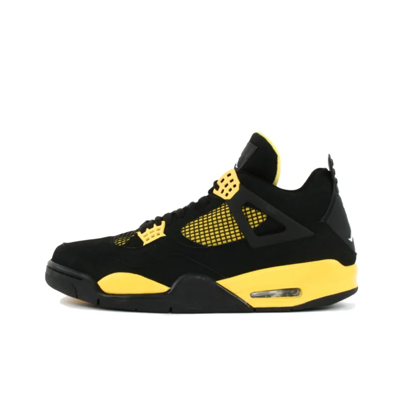 Jordan Air Jordan 4 Abrasion Resistant Low Top Vintage Basketball Shoes Unisex Black-0