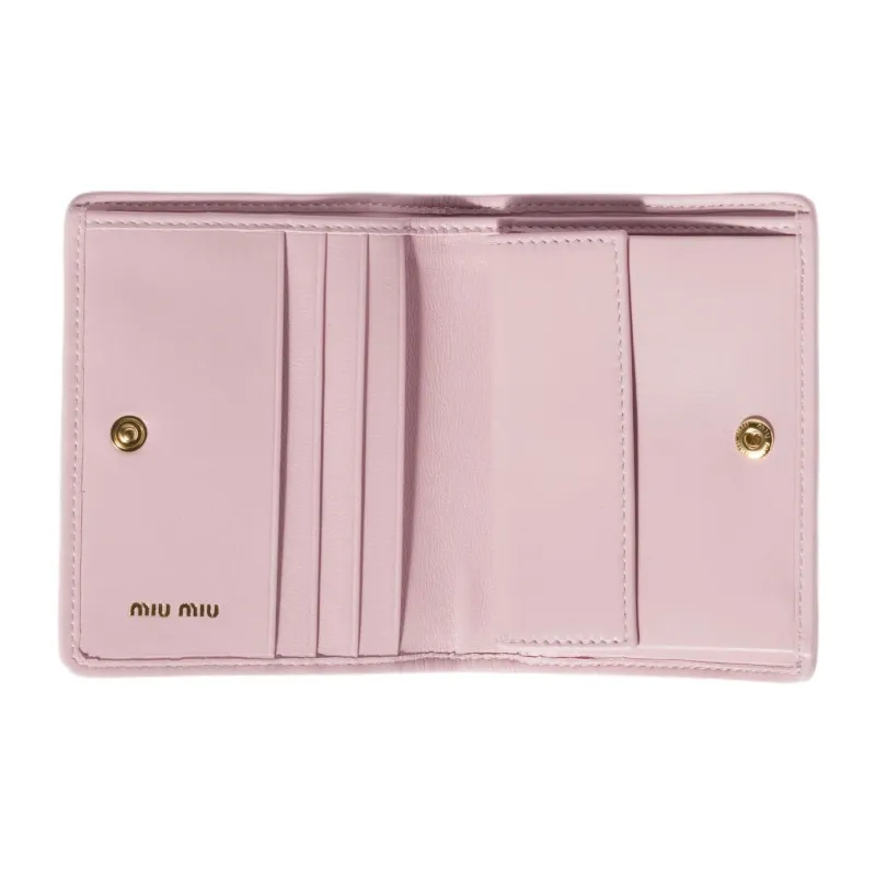 MIU MIU Matelassé Lambskin Wallet Trumpets Women's Pink-3