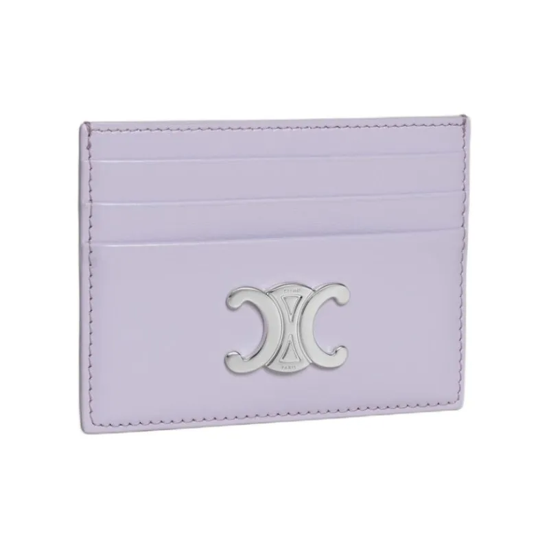 CELINE Cow Leather Card Holder Women's Purple-1