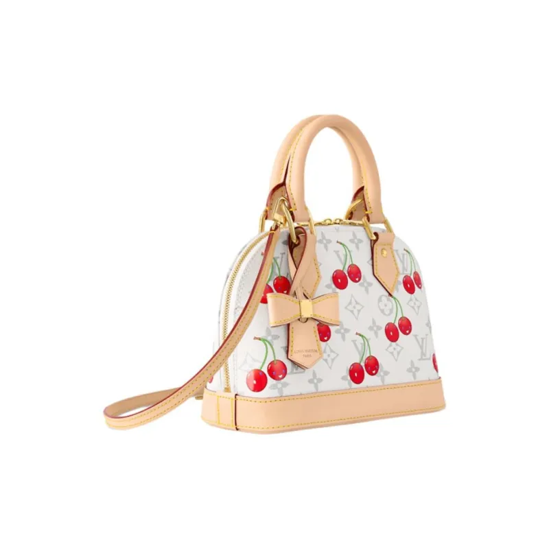 LOUIS VUITTON Takashi Murakami, Collaboration Alma BB Leather Dome Bag Handbag Trumpets Women's White & Beige-1