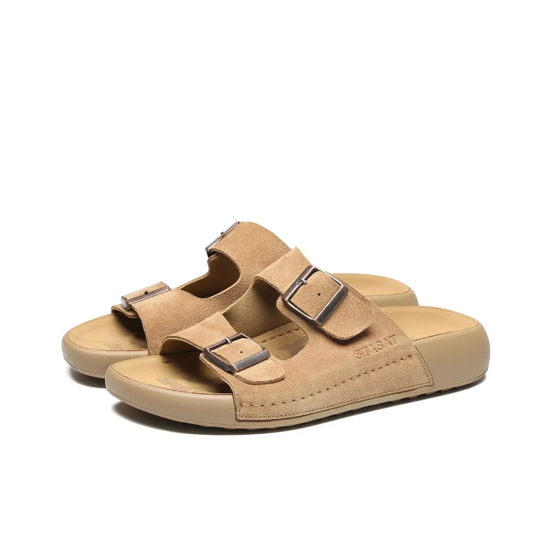 ST&SAT Slip Resistant Abrasion Resistant Platform Birkenstock Slippers, Casual Slide on Outerwear Men's-1