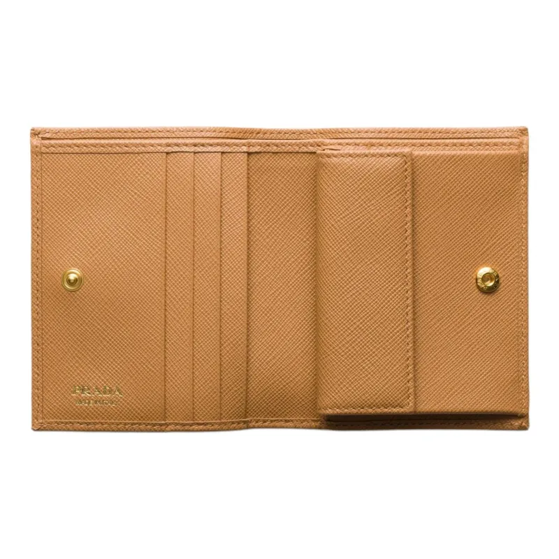 PRADA Calfskin Wallet Women's Camel-2