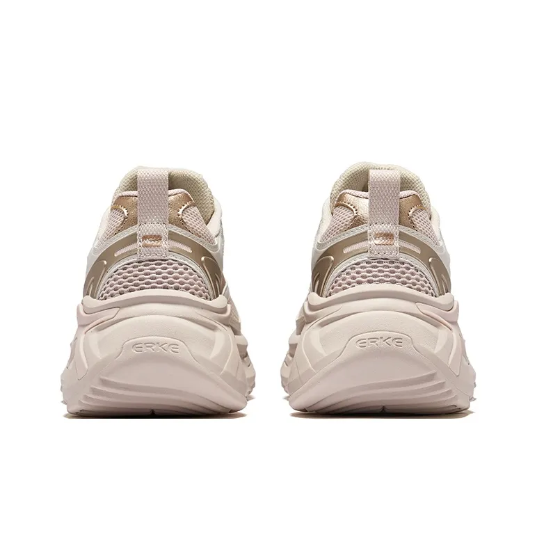 Erke Hongyu 2.0 Slip Resistant And Breathable Low Top Chunky Sneakers Women's Warm Linen Wild Gray-3
