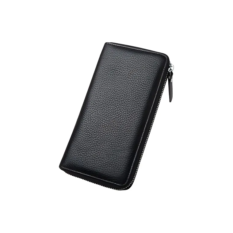 CARTELO Top Grain Cow Leather Multiple Card Slots Clutch Wallet Unisex Black/Coffee-0