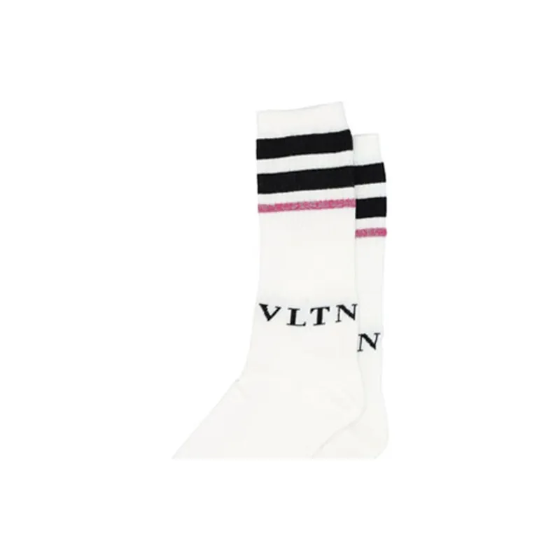 Valentino SS22 Mid Calf Socks Men's White-1