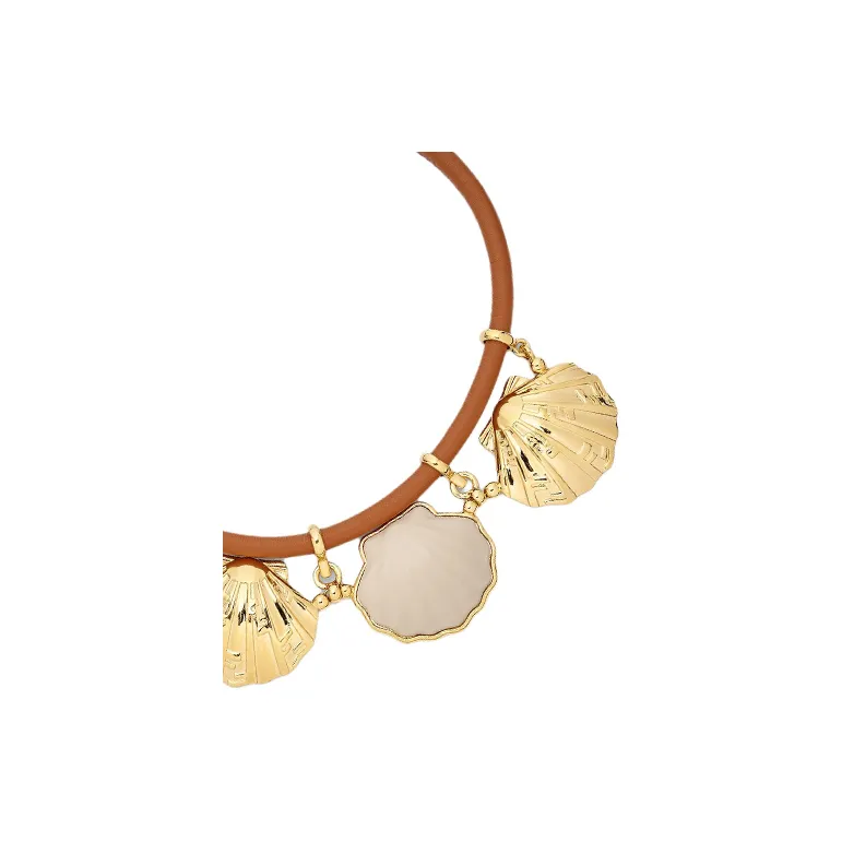 FENDI Brass, Lambskin, Resin, Nappa Leather Necklaces Women's Gold-2