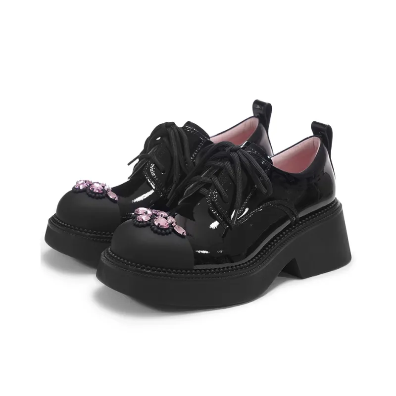 VITTORIO VENTURA Chunky Heel Loafers 7cm Women's Black-2