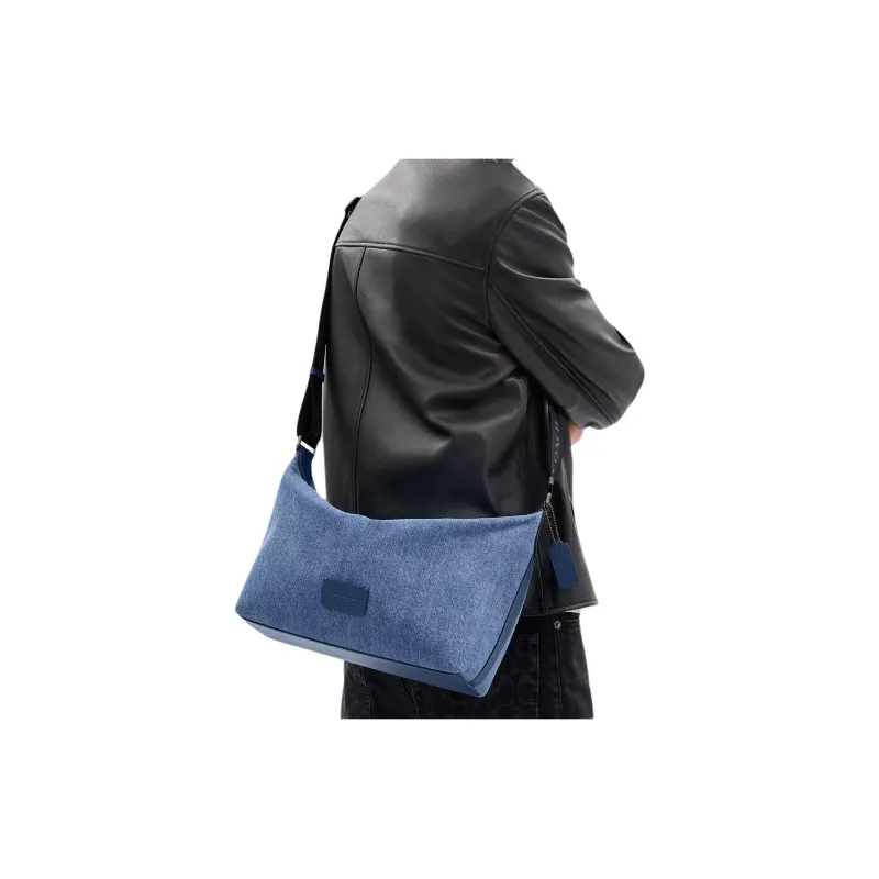 COACH Denim Shoulder Bag, Crossbody Bag Men's Dark Blue-4