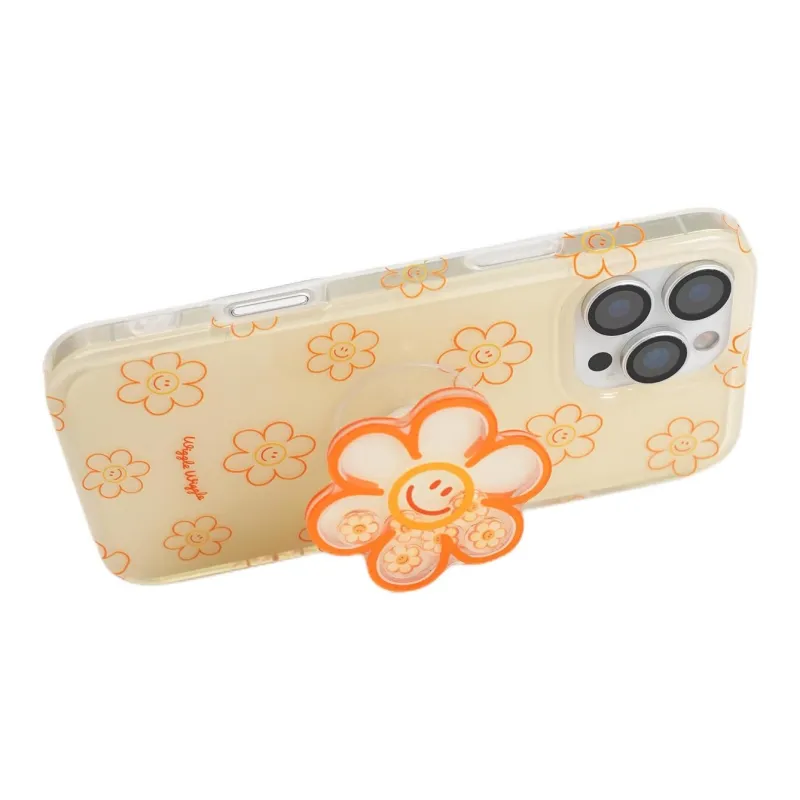 Sopi Acrylic Material Sunflower Rocking Fun Stand Phone Cases Compatible With IPhone 16/15 Pro Max/Apple 13/14 Pro/Max-3