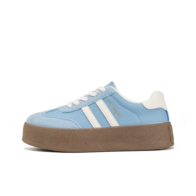 La Chapelle Abrasion Resistant Lightweight Slip Resistant Low Top Skateboard Shoes Women's Blue-1