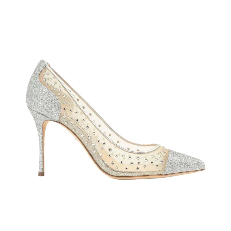 SERGIO ROSSI Godiva Slim Heel High Heels 9cm Women's Silver-1