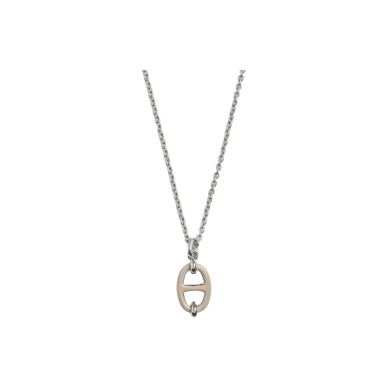 HERMES Palladium Plated Metal Necklaces Women's Silver-0