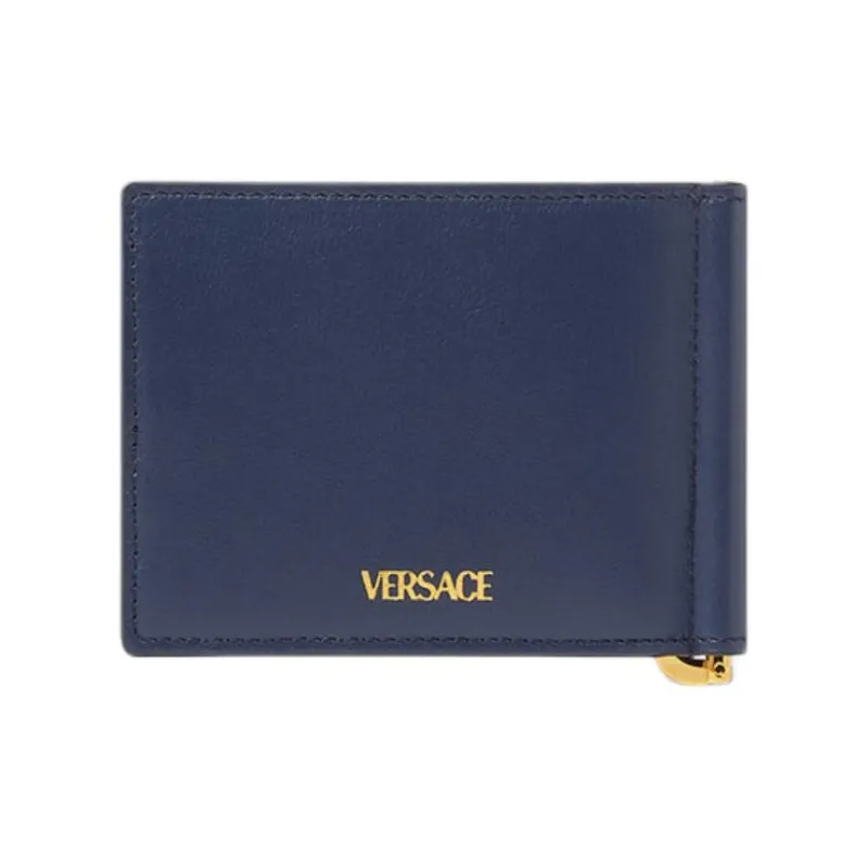 VERSACE La Medusa Cow Leather Wallet Men's Blue-1
