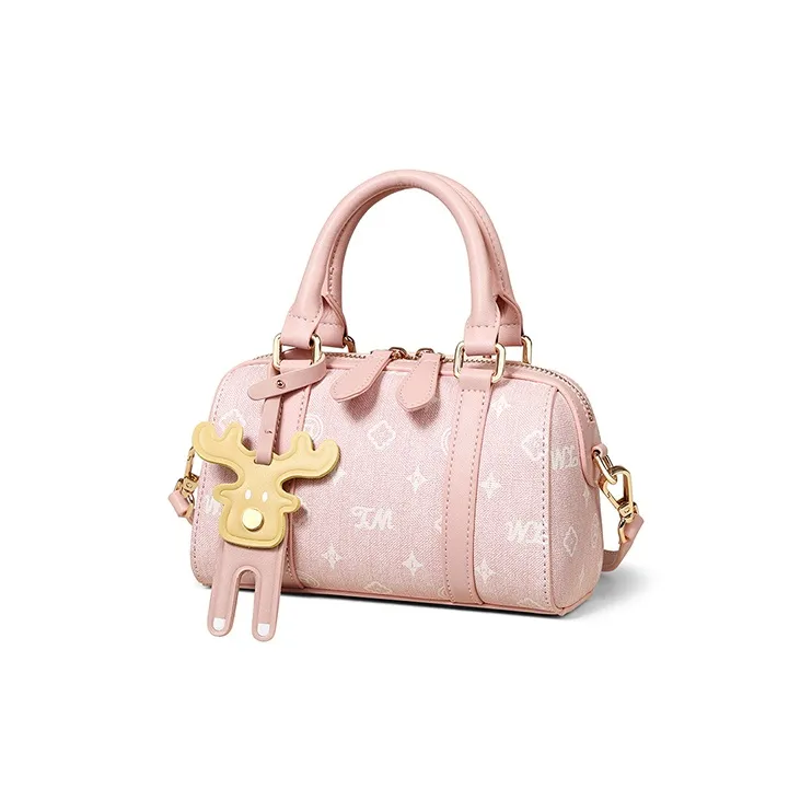 Teenmix PVC Boston Bag, Shoulder Bag, Crossbody Bag, Handbag Regular Women's Coffee/Ecru/Cherry Blossom Pink/Sky Blue-35