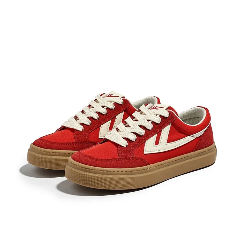 Warrior Low Top Skateboard Shoes Women's Red/Beige-0
