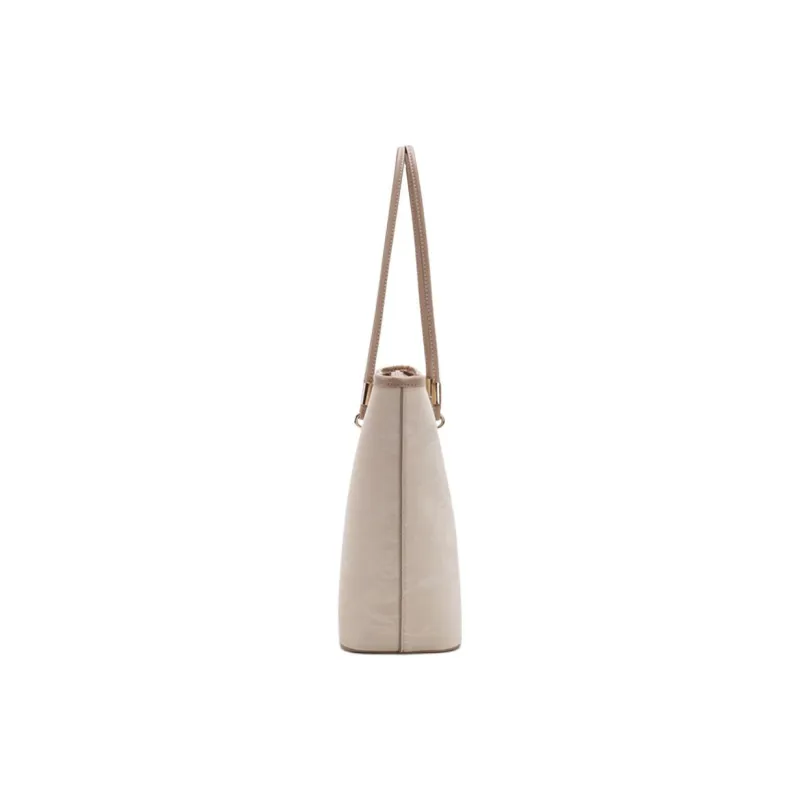 COMELY Synthetic Leather Tote Bag, Shopping Bag, Handbag, Shoulder Bag Women's Ecru-2