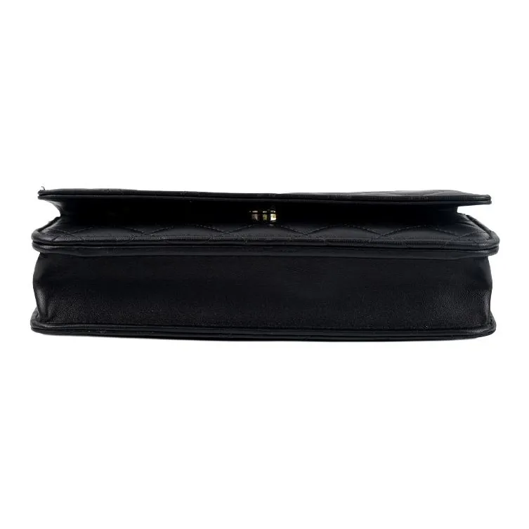 CHANEL WOC Sheepskin Wallet On Chain Shoulder Bag, Crossbody Bag Women's Black-3