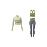 Cardamom Green Three-Piece Set (Coat+Pants+Bra)
