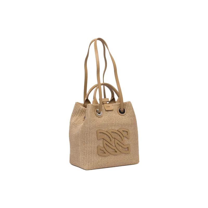 Casadei Cotton Bucket Bag, One Shoulder Handbag Women's Khaki-1