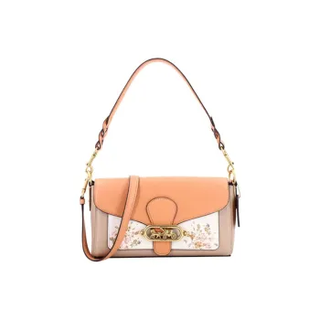 COACH Jade PVC Shoulder Bag, Portable Crossbody Bag Medium Size Women's Khaki & Light Orange
