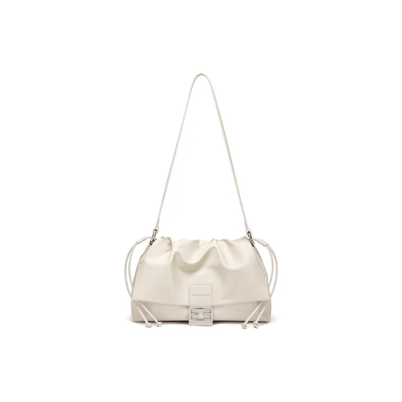 CNOLES Microfiber Synthetic Leather Baguette Bag Shoulder Bag Regular Women's White/Black-0