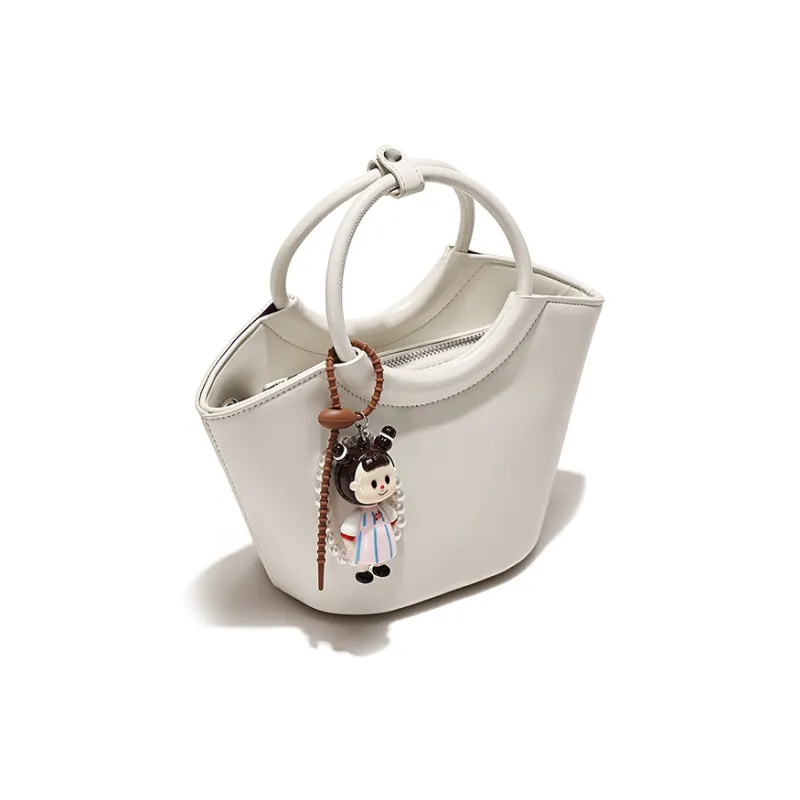 Vigno Synthetic Leather One Shoulder Handbag Women's White/Red/Sambal Color/Black-3