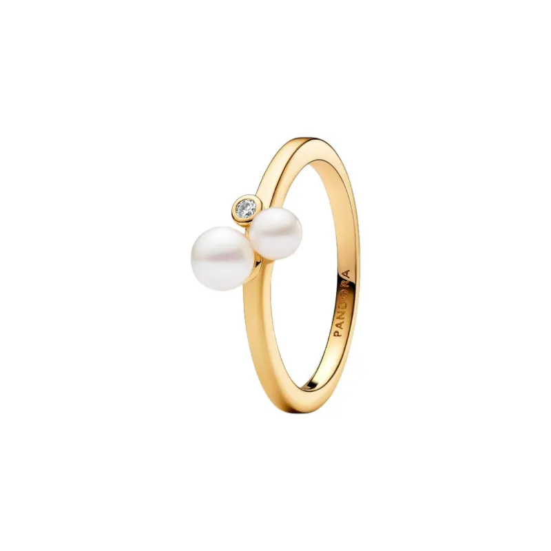 Pandora 14K Gold Plated, Cubic Zirconia, Freshwater Pearl Rings Unisex Gold-1
